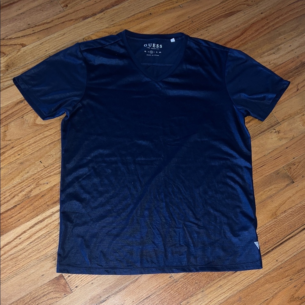 GUESS Men's Dark Blue V-Neck Tee